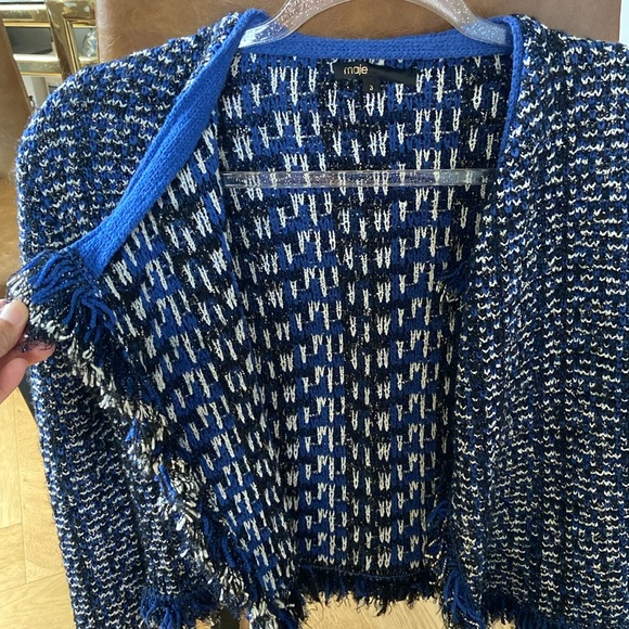 Maje Marius Tweed Fringe Trim Cardigan Blazer / Size 3 (Large) - Picture 4 of 7